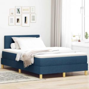vidaXL Lit boxspring avec matelas avec matelas Bleu 120 x 190 cm tissu - Neuf