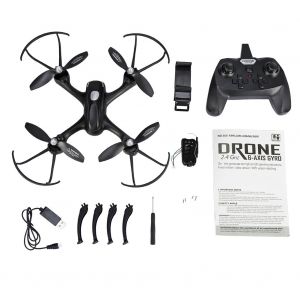 Drone Telecommande 2,4 Ghz, Quadricoptere Rc, Helicoptere, Wifi Fpv, Avec Camera 0,3 Mp (Noir)-Qhfen - Neuf