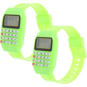 2 Pi&egrave;ces Calculatrice Vert Num&eacute;rique Montre Pour Hommes Montre Nouveau Type Classique Calculatrices Portable Calcul Montre Poignet Op&eacute;ration G&eacute;om&eacute;trique Montre Cadeau - Neuf