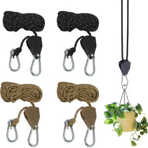 CHECARZHN--NO1-4 Pièces 1/8"" Corde À Cliquet, 4Mm X 4M Sangle À Cliquet Corde Réglables, Crochets À Cliquet Réfléchissante Corde De Tente Avec Tendeurs Pour Plantes Camping Randonnée Tente Bâche Auvent - Neuf