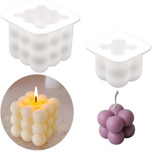 2 Pièces Innovation Bougie Moule Moules À Pâtisserie Cube Antiadhésif Bulle Bougie Moule - Neuf