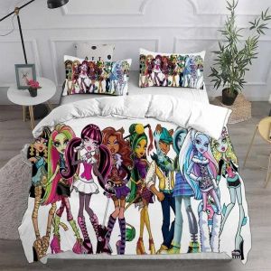 Parure De Lit Avec Housse De Couette Et Motif De Dessin Anime Monster High En 3d, Impression Numérique, Cadeau Idéal Pour Garcon S Et Filles - Neuf