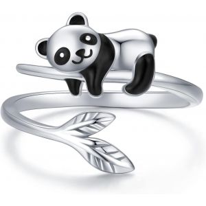 Yemaesre-Bague En Argent Sterling 925 Avec Motif De Paresseux, Panda, Vache, Éléphant, Raton Laveur, Réglable, Ouverte, Cadeau De Noël, Pour Filles, Femmes, Enfants.. - Neuf