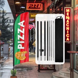 Mevronisshop-Pizza Plume Drapeau, 8ft Pizza Drapeau Publicitaire Avec Kit Poteau, Piquet De Sol, Signs Publicitaire Exterieur Adapt&eacute; Pour Publicit&eacute; En Magasin Et Ext&eacute;rieur - Neuf