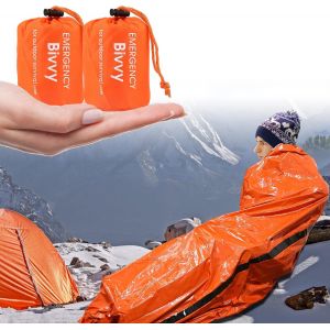 Kalanka-Couverture De Survie Reutilisable Lot De 2, Sac De Couchage De Survie, Couverture Camping Thermique L&eacute;ger Imperm&eacute;able Randonn&eacute;e Ext&eacute;rieur Kit De Survie - Neuf