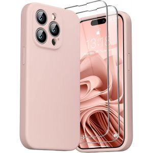 3 en 1 Coque iPhone 14 Pro Silicone Liquide 6.1"" avec 2 Verre Tremp&iquest;&iquest;, iPhone 14 Pro ?tui Protection Pr&iquest;&iquest;cise de Cam&iquest;&iquest;ra [R&iquest;&iquest;sistant aux Rayures] Antid&iquest;&iquest;rapant Case, Rose - Neuf