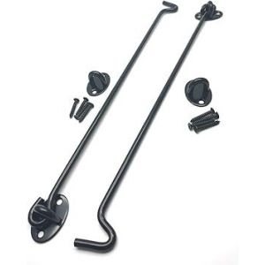 Lot de 2 loquets de porte de grange noirs de 30,5 cm, en acier inoxydable, avec crochet et ?illet - Neuf