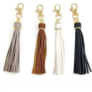 KAL-Porte-Clés En Cuir Pu Avec Mousqueton Pivotant Pour Sac À Main Porte-Clés Valise Sacs À Dos Accessoires Charme Pour Les Femmes Filles Porte-Clés En Cuir Avec Pompons Pour Sac À Main - Neuf