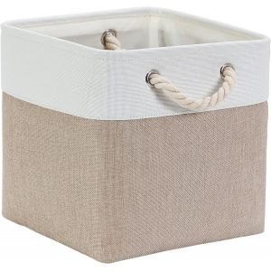 Cube de Rangement Tissu, Panier Cube de Rangement, (Blanc kaki clair, 25X25X25cm/1 Paquet) - Neuf