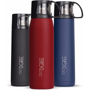 Bouteille Isotherme Follow 450ml, 700ml, 1l | Gourde Thermo Acier Inoxydable | Ideal Pour Café Et Thé Avec Gobelet, Tasse | Boissons Chaudes Ou Froides Au Travail, Voyage, Ecole - Neuf