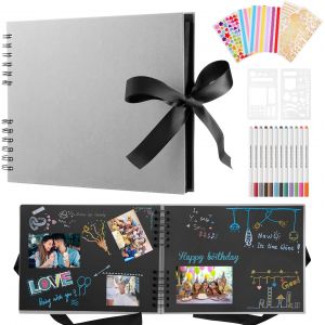 Album Photo Scrapbooking Diy Avec 12 Stylos MéTalliques, 80 Pages Livre Fait à La Main DIY Album, Cadeaux Pour Bebe Enfant Mariage Voyage Festival L'Obtention Du DiplôMe - Neuf