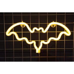 Lampe De Table Led N&eacute;on Chauve-Souris - Fonctionne Sur Piles - Id&eacute;ale Pour Halloween Et La D&eacute;coration De Chambre - Neuf