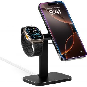 SJZG-Support De T&eacute;l&eacute;phone Pour Magsafe, Porte De T&eacute;l&eacute;phone &Agrave; Angle R&eacute;glable, Compatible Avec Iphone Et Apple Watch (Noir) - Neuf