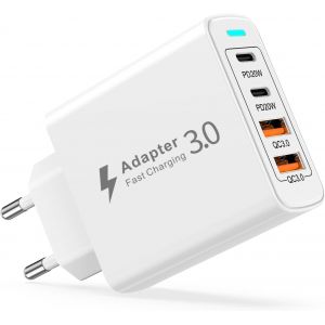 LORANKA-Chargeur USB C, 40W 4 Ports Prise USB C Chargeur Rapide iPhone, Chargeur USB Multiple Secteur avec PD&QC Charger Type C Adaptateur pour iPhone 17 16e 16 15 Pro 14 13 12 11 X XS,S-amsung Galax - Neuf
