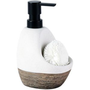KAL-Distributeur De Savon Liquide En Céramique De 450 Ml Avec Pompe, Distributeur À Pompe Avec Porte-Savon/Fumée, Distributeur De Lotion Liquide Rechargeable Pour Lavage À La Main Pour Salle De - Neuf