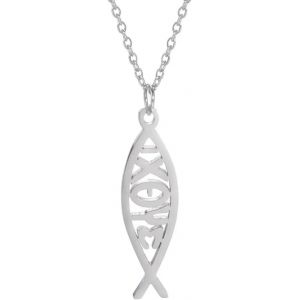 Kal-Collier Ichthus Pour Femme Collier Jésus Poisson Christ Croix Poisson Ichthys Collier Poisson Ichthus Symbole Religieux Pendentif Bijoux Chrétien Cadeau - Neuf