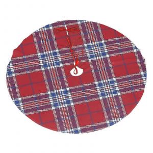 Jupe de sapin de No&euml;l &agrave; carreaux tartan rouge, blanc et bleu, motif am&eacute;ricain, douce et amusante, pour une d&eacute;coration de No&euml;l champ&ecirc;tre de 91 cm (36 pouces). - Neuf