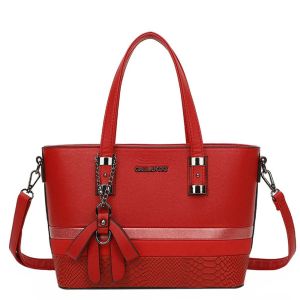 Sac &agrave; Main pour Femme avec N?ud et Bandouli&egrave;re &agrave; Effet Python Gallantry Rouge - Neuf