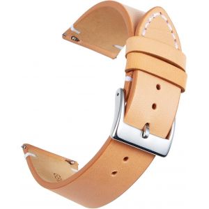 Kal-Bracelets De Montres En Cuir Véritable Remplacement Bracelet Montre À Dégagement Rapide Pour Hommes Femmes 12mm 14mm 16mm 18mm 20mm 22mm 24mm Noir/Marron/Marron Clair/Orange - Neuf