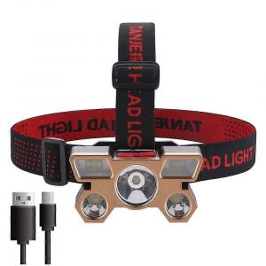 Lampe de poche portable USB aste, lanterne, torche, lampe de sauna, camping en plein air, pêche, 5 LED, batterie 18650 intégrée - Neuf
