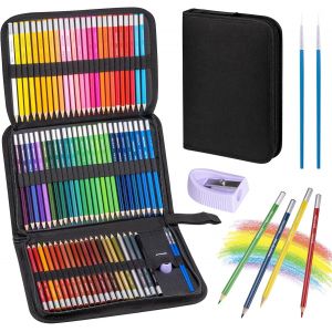 Kalop-Lot De 72 Crayons De Couleur,Mines De Couleur De Qualité Supérieure Avec Noyau Souple Avec Poche Zippée Portable De Qualité Supérieure,Parfait Pour Les Artistes Expérimentés,Les Enfants, - Neuf