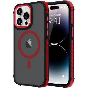 SJZG-Coque Magn&eacute;tique Pour Iphone 14 Pro Max Compatible Avec Magsafe Recharge Sans Fil &Eacute;tui Housse De Protection Antichoc En Tpu Antichoc/Pc Dur Housse Arri&egrave;re Pour Iphone 14 Pro Max,Rouge - Neuf