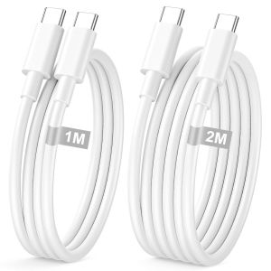 Cable Iphone 16 15 [1M+2M/Lot De 2], 60W Cable Usbc Usbc Charge Rapide C&acirc;ble Type C Cable Chargeur Usb C 2M Fil Iphone Cordon Usb C Pour Iphone 16E/16 Pro Max/16 Plus/16/15 Plus/15, Ipad Pro/Air/Mini - Neuf