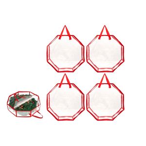 Lot de 4 sacs de rangement transparents de 76 cm pour couronnes de No&euml;l et d&eacute;corations - Neuf