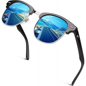 Lunettes De Soleil Homme Femme Polarisées Retro Demi-Cerclées Demi-Monture Protection Uv400 Gqo6 - Neuf