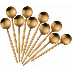 Promotion D'hiver,Cuillères À Café Dorées,Cuillères À Café En Acier Inoxydable,Mini Cuillères À Gâteau Polies Miroir Lot De 10 Cuillères À Café - Neuf