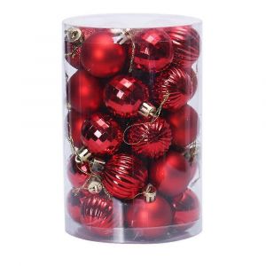 34 Pièces 4cm Incassable Boule De Noël Ornements Pour Noël Arbre Mariage Fête D'anniversaire Decor-Rouge - Neuf