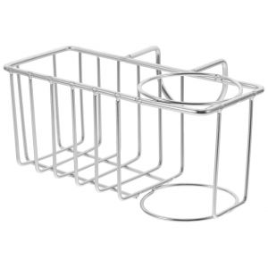 Porte-&eacute;ponge et panier &agrave; ustensiles de nettoyage en acier inoxydable pour &eacute;vier de cuisine - Neuf