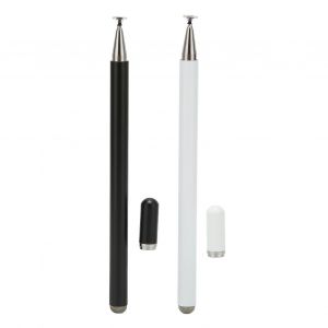 Lot de 2 stylets haute sensibilite, precision, prise en main confortable, plusieurs couleurs, stylet pour ecran tactile, pour tablette, telephone, noir et blanc - Neuf
