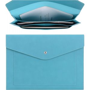 Porte documents Extensible A4 en Cuir PU avec Pochettes de Grande Taille pour Factures Papier, Papeterie, Tablette et PC, &eacute;tude de Travail Voyage(cyan) - Neuf