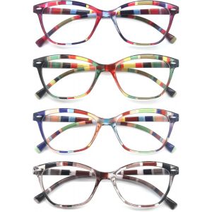 Un Paquet De 4 Lunettes De Lecture Pour Homme Et Femme,Lunettes Loupe Leger Durable,Branches A Ressort Confortable,De Couleurs Melangees - Neuf