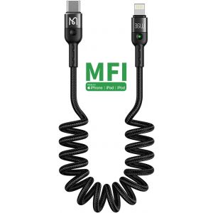 Câble Spiralé Usb C Vers Lightning-1,8 M 36 W-Câble De Charge À Ressort Pd De Type C Pour Iphone 13/12/11/X/Xs/Xr 8 Plus,Airpods Pro - Neuf