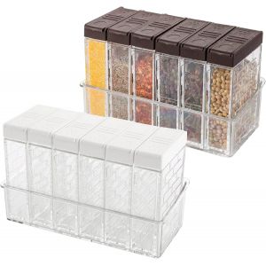 Lot De 12 Pots À Épices Avec Couvercle, Récipients En Plastique Transparents Pour Épices, Sel Et Poivre - Neuf