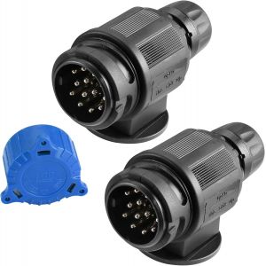 2X Prise remorque 13 Broches Etanche,12V Prise attelage 13 Broches Connecteur Prise de Remorque Male pour Porte-vélos,Caravane,fiche remorque 13 Broches Male - Neuf