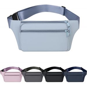 SJZG-Sac Banane Femme Bandouli&egrave;re En Velours C&ocirc;tel&eacute;, Sac Banane Tendance Avec Sangle R&eacute;glable, Id&eacute;al Pour Un Usage Quotidien, Les Voyages, La Randonn&eacute;e Et Le Sport (B-Bleu Clair) - Neuf