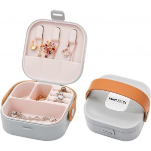 Mini Bo&icirc;te &Agrave; Bijoux De Voyage, Portable, Avec Poign&eacute;e, Multifonctionnelle, Rangement De Bijoux Pour Petite Amie, &Eacute;pouse (Rose) - Neuf