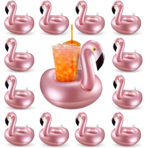 Porte Gobelet Gonflable Flamant Rose, 12 Pi&egrave;ces Mini Flamant Rose Gonflable, Porte Gobelet Plage Piscine, Porte-Gobelet Flottant Pour Cocktails, Boissons, Eau, Bi&egrave;re - Neuf