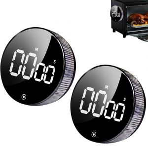 Lot De 2 Minuteurs De Cuisine Num&eacute;riques Avec Affichage Led, Dos Magn&eacute;tique Et Fonctions De Compte &Agrave; Rebours Et De Compte &Agrave; Rebours. - Neuf