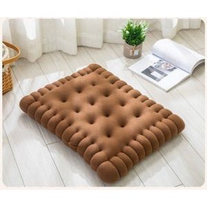 (Marron)1 pcs Adorable coussin imitation biscuit rectangle coussin pour siège, sol, bar, salle de jeux lvory - Neuf