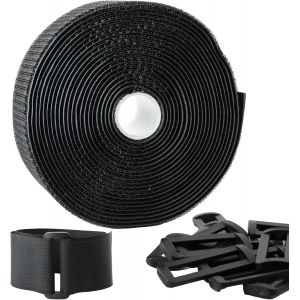 Sangle for velcro Avec Attache Cable Ajustable Et Découpable Sangle Scratch for velcro Noire Pour Serre Cable,Organisation Maison,Bureau,Atelier,Extérieur (20pcs,5cmx5m) - Neuf