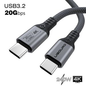 C&acirc;ble de transfert de donn&eacute;es USB 3.2 gen2 * 2 USB C 20G,20G,fonction compl&egrave;te,c&acirc;ble de Charge rapide 4K pour Hub MacBook 3m-Grey 20G 240W 4K-0,5 m - Neuf