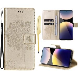 - Case For Xiaomi Note 14 Pro 5G/Poco X7 5G Case Folio Protective Cover Pu Leather Wallet Silicone [Magnetic Closure][Card Slots][Stand Feature] - Gold - Neuf