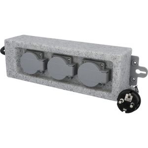 R&eacute;partiteur de prise de jardin effet pierre - Prise ext&eacute;rieure IP 44-3 prises - Neuf