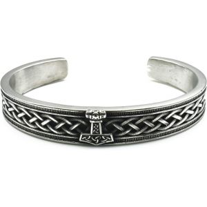 Eryi-Bracelet Viking Tête De Loup Pour Homme - Bague De Bras Nordique En Acier Inoxydable - Bijoux Nordiques - Amulette De Motard - Bracelets De Loup D'odin - Neuf