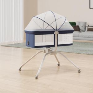 Lit Cododo B&eacute;b&eacute; Avec Matelas, Hauteur R&eacute;glable &Agrave; 6 Niveaux, Lit D'appoint Bebe Evolutif &Agrave; Roulettes, Lit De Voyage Pliable, Panier De Rangement, 0-2 Ans-80 * 40 * 100-115 Cm-Blanc Cass&eacute; - Neuf