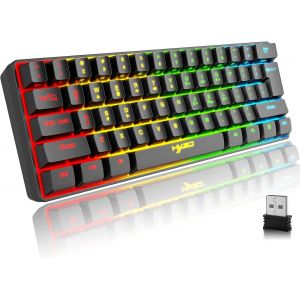 Clavier Sans Fil Eclairé Silencieux, 61 Touches Bluetooth 5.0 + 2.4g Double Mode Arc-En-Ciel Rétroéclairé Ergonomique Clavier 60% Avec Batterie Rechargeable Pour Windows Mac Pc Ps4 Gamer, Blanc - Neuf
